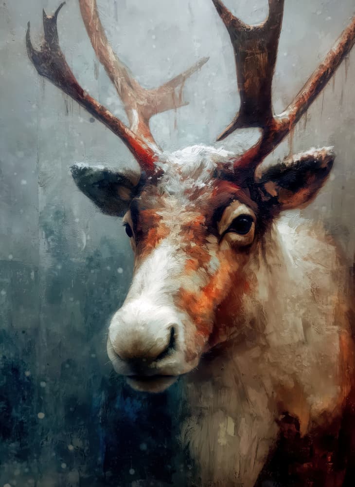 Majestic Winter Reindeer by Justyna Jaszke — canvas wall art