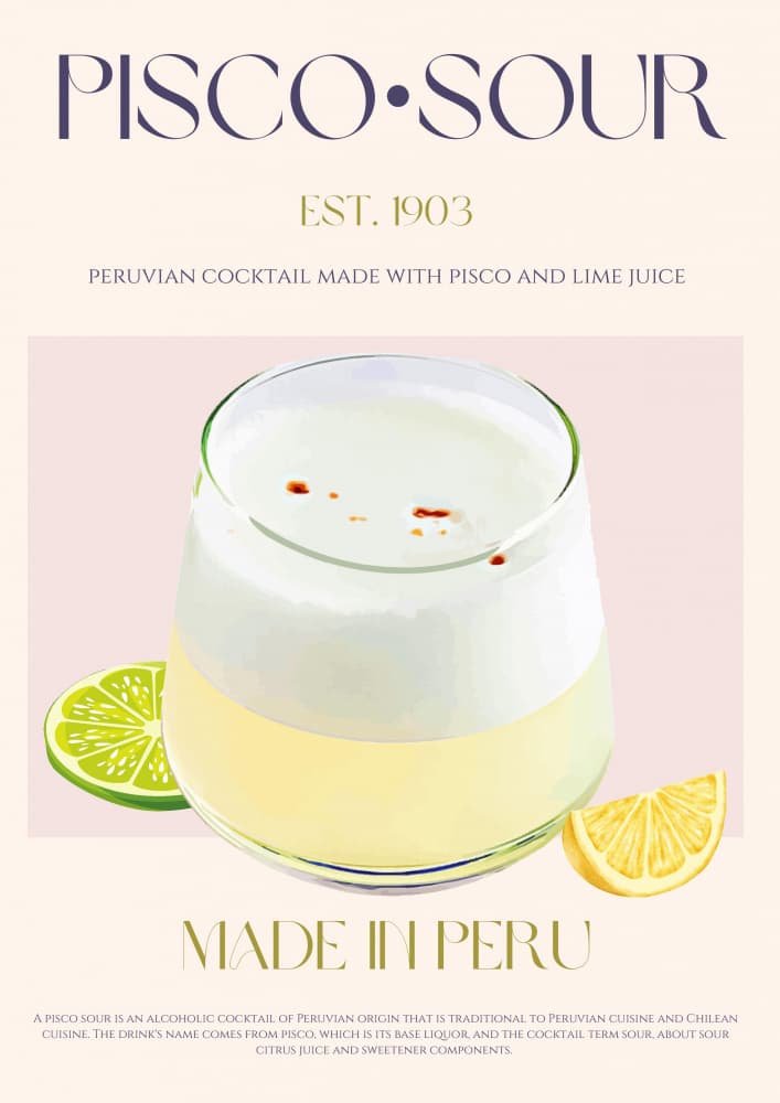 Pisco Sour Cocktail by Nazma Khokhar — canvas wall art
