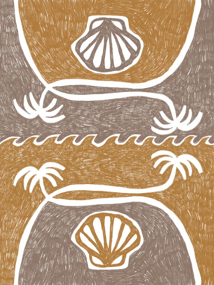 Coastal Shells Palms by Shatha Al Dafai — canvas wall art