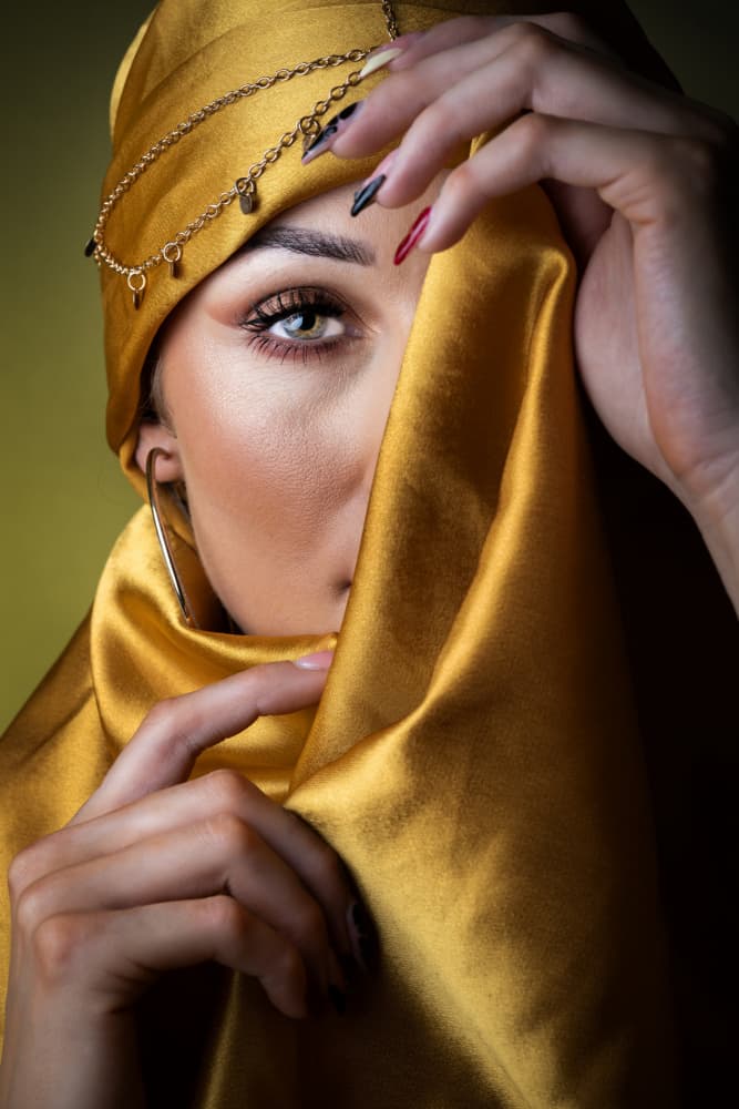 Golden Gaze Portrait by Hardik Pandya — canvas wall art