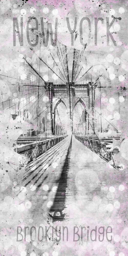 Brooklyn Bridge Pink Grunge by Melanie Viola — canvas wall art