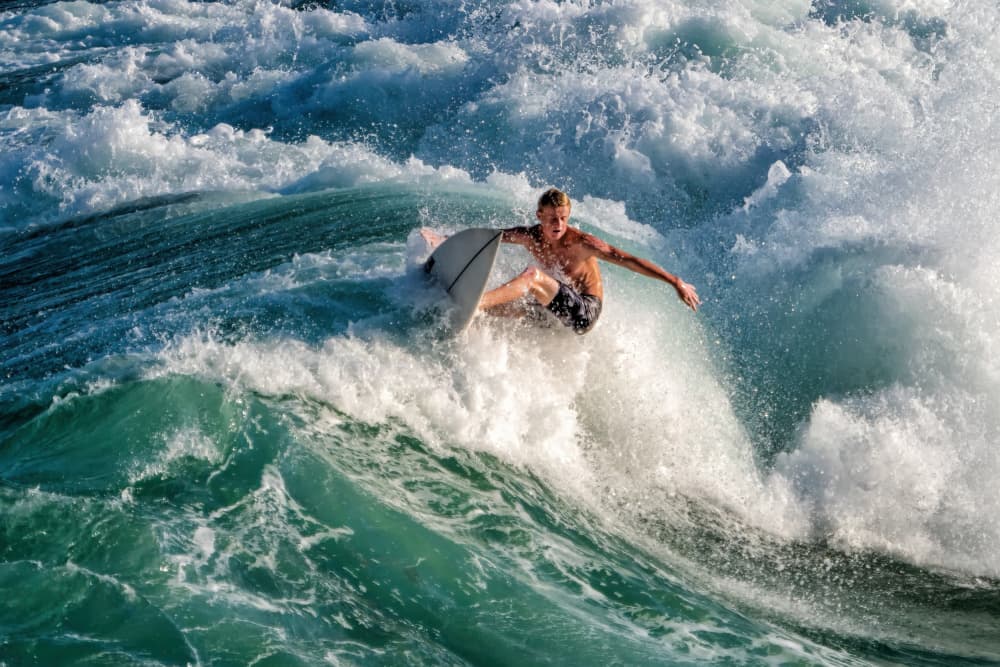 Dynamic Surfer on Wave by Michel Groleau — canvas wall art