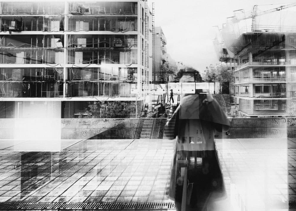 Blurred Figure Urban City by Leah Guo — canvas wall art
