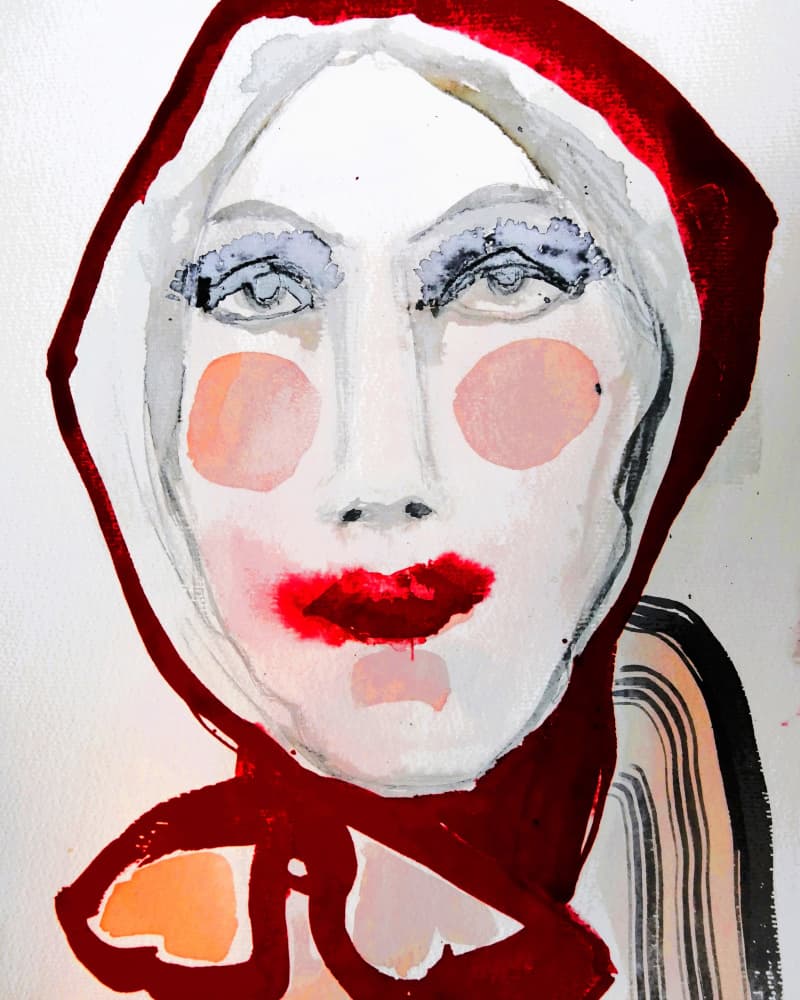 Bold Red Hood Portrait by Doris Schmitz — canvas wall art