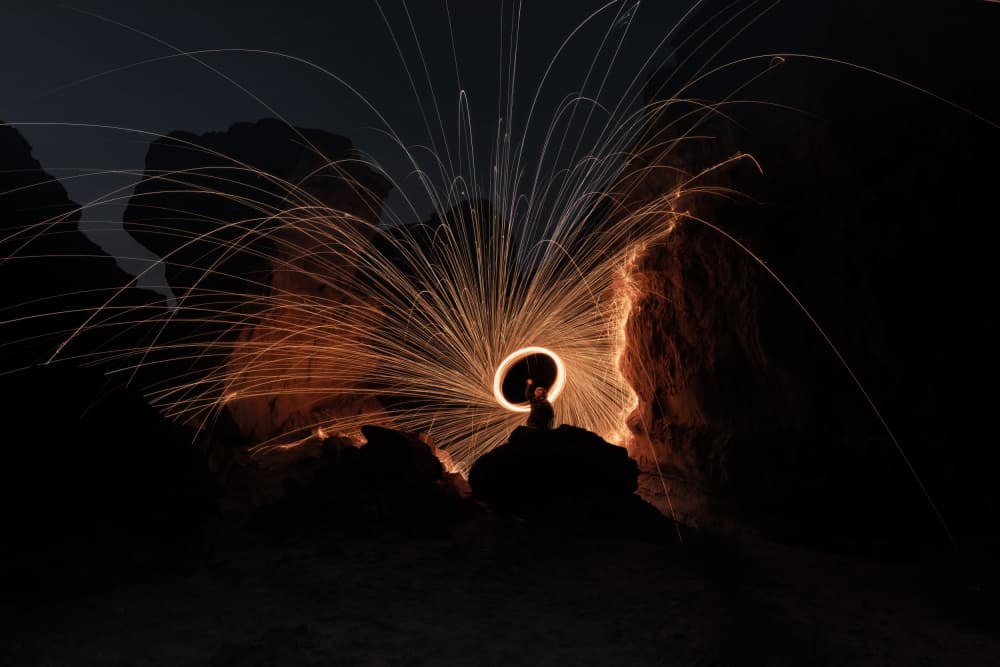 Glowing Night Trails by YANGYING — canvas wall art