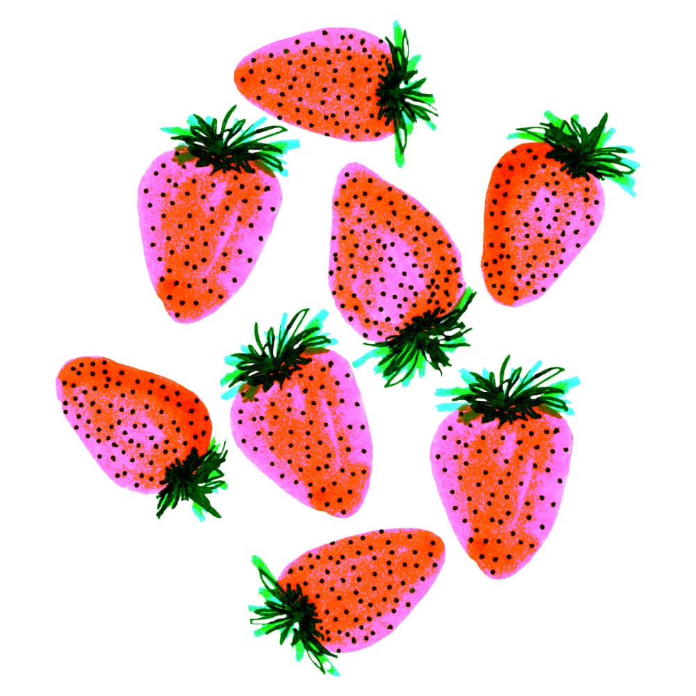 Vibrant Pink Strawberries by Michele Channell — canvas wall art