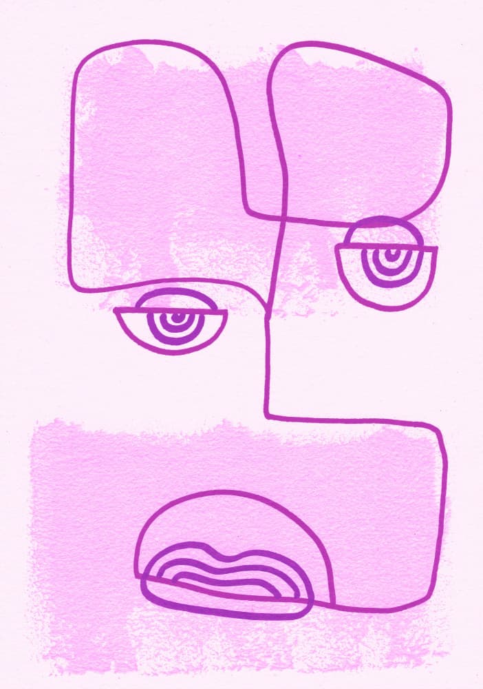 Minimalist Purple Face by Santhosh ch — canvas wall art