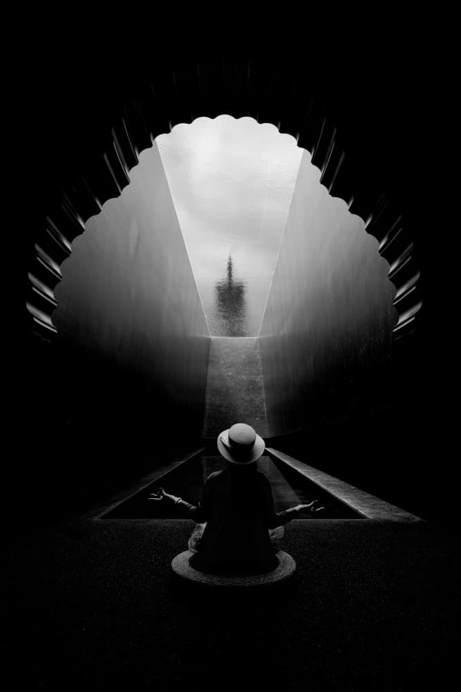 Meditating Temple View by konglingming — canvas wall art