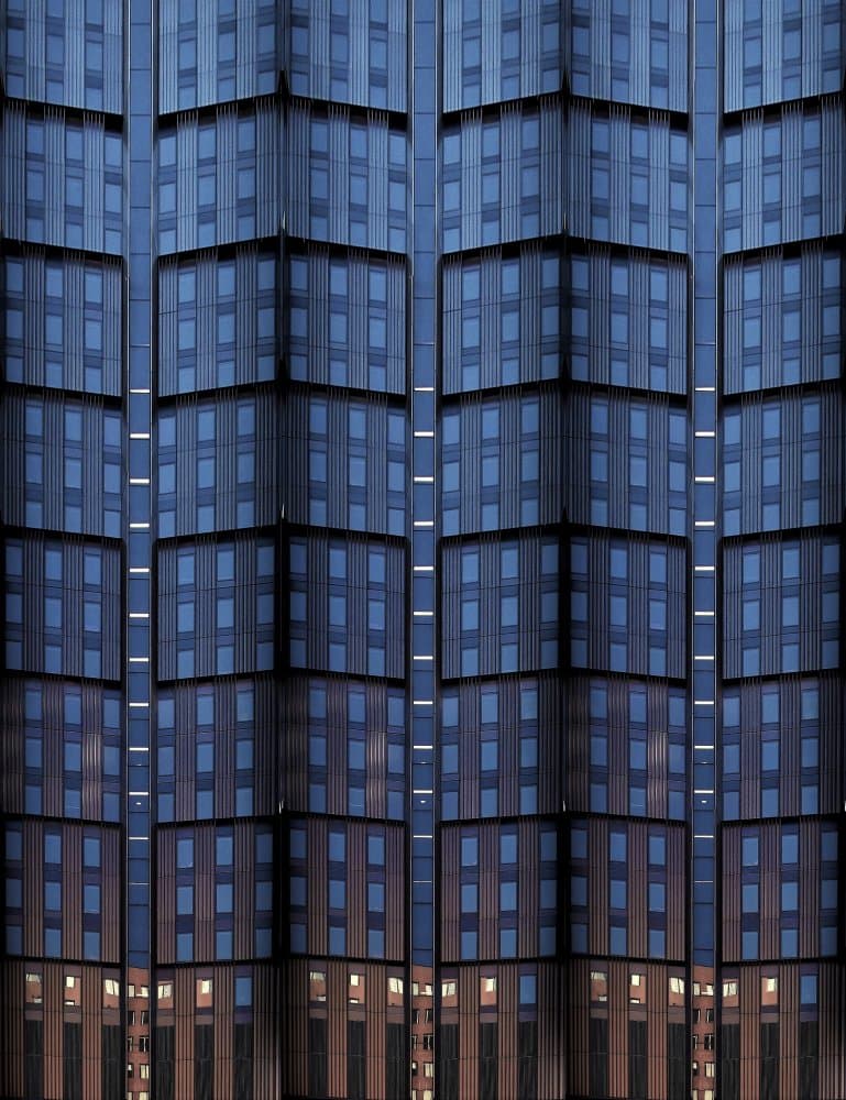 Geometric Blue Building by Arnon Orbach — canvas wall art