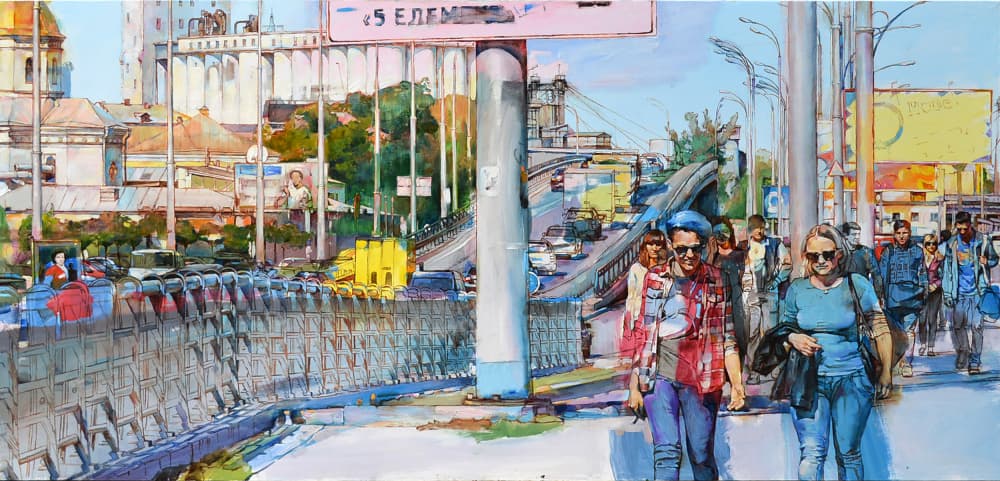 Busy City Street Life by Andrii Kutsachenko — canvas wall art
