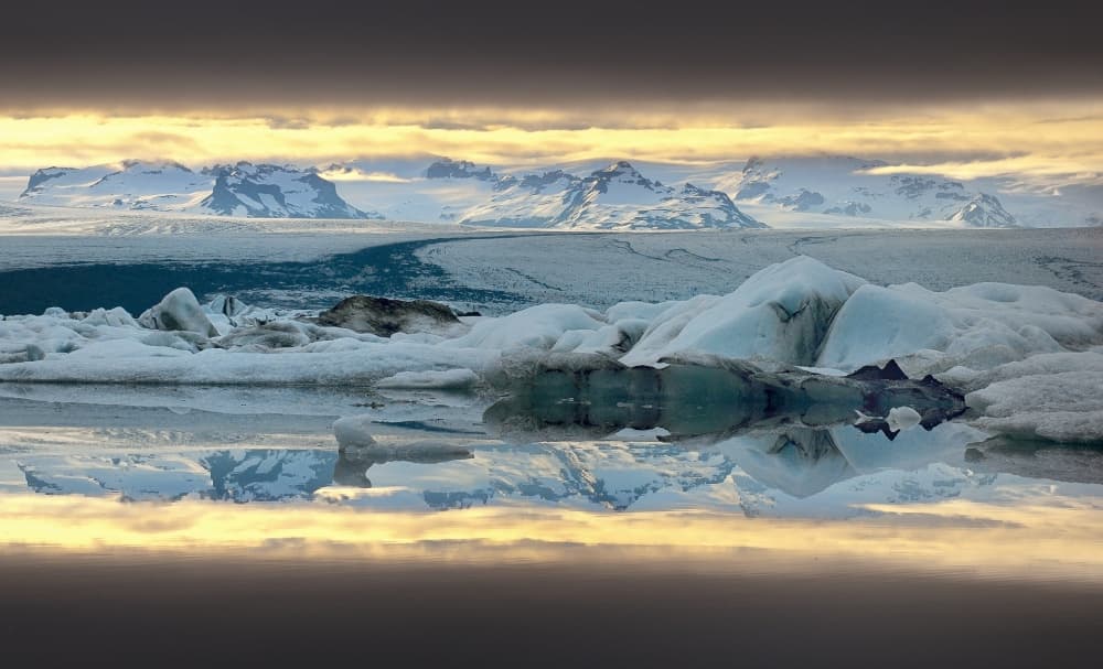 Golden Hour Glacial Lagoon by Izidor Gasperlin — canvas wall art