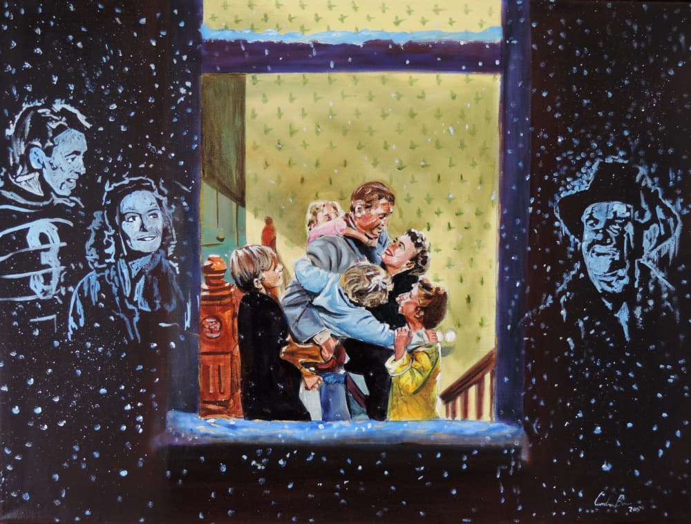 Warm Christmas Family Scene by Gordon Bruce — canvas wall art