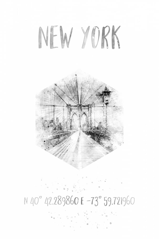 New York Brooklyn Bridge Sketch by Melanie Viola — canvas wall art