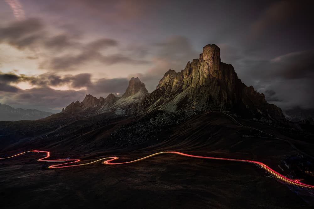 Twilight Peaks Light Trails by Chuan Chen APA — canvas wall art
