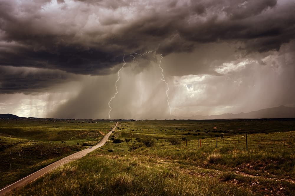 Lightning Over Landscape by Gary Perlow — canvas wall art