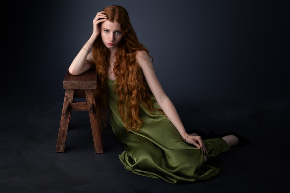 Redhead In Green Dress by Jan Slotboom — canvas wall art