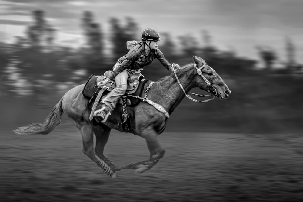 Galloping Western Rider by Irene Wu — canvas wall art