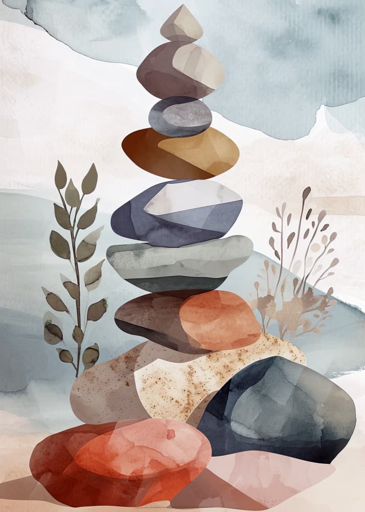 Stacked Zen Stones by Justyna Jaszke — canvas wall art