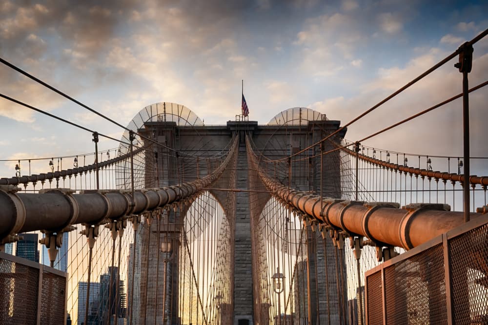 Golden Hour Brooklyn Bridge by Paolo Bolla — canvas wall art