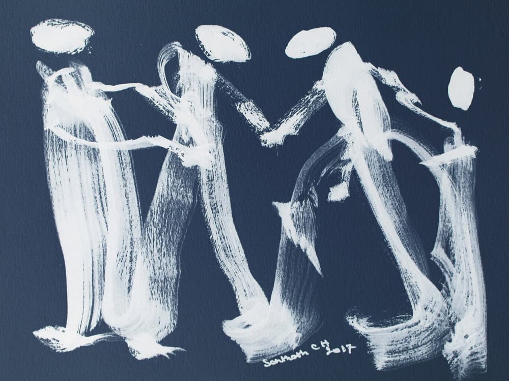 Dancing White Figures by Santhosh ch — canvas wall art
