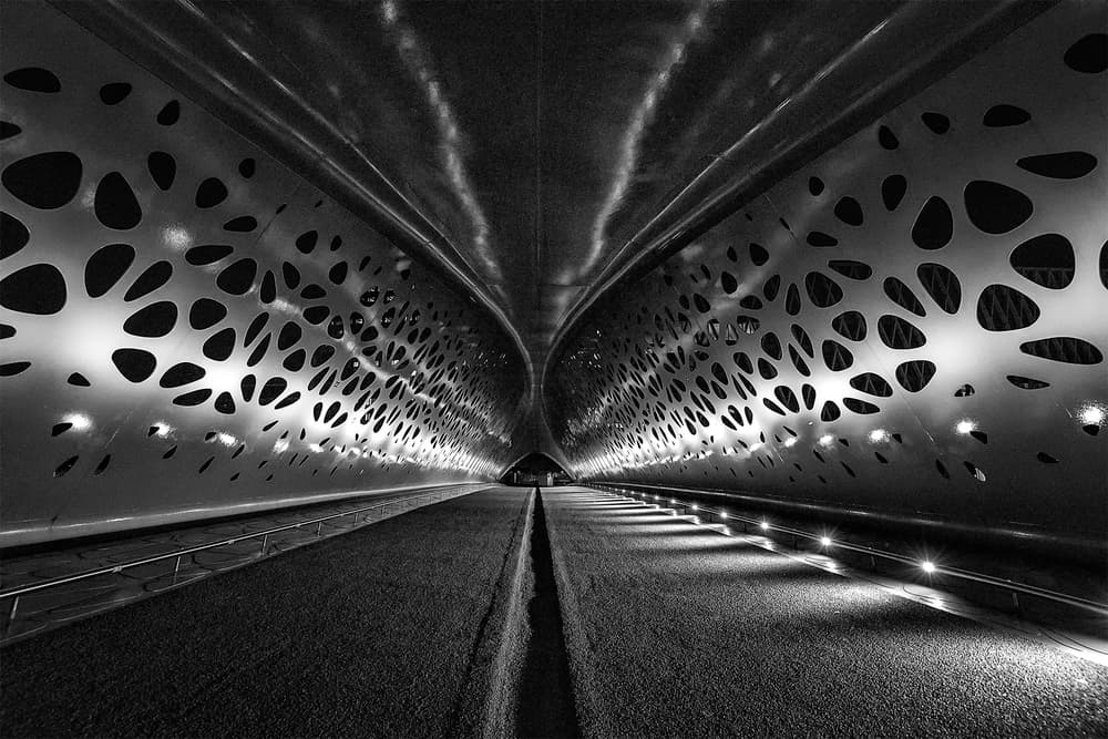 Futuristic Perforated Tunnel by Jef Van den Houte — canvas wall art