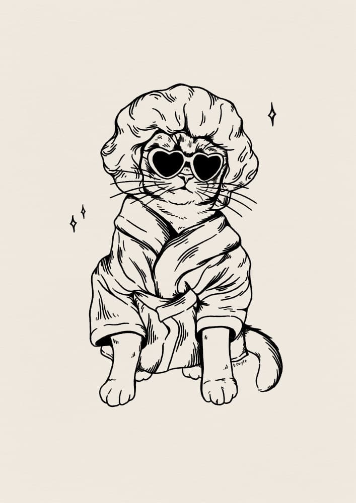Chic Spa Cat by Tara Royle — canvas wall art