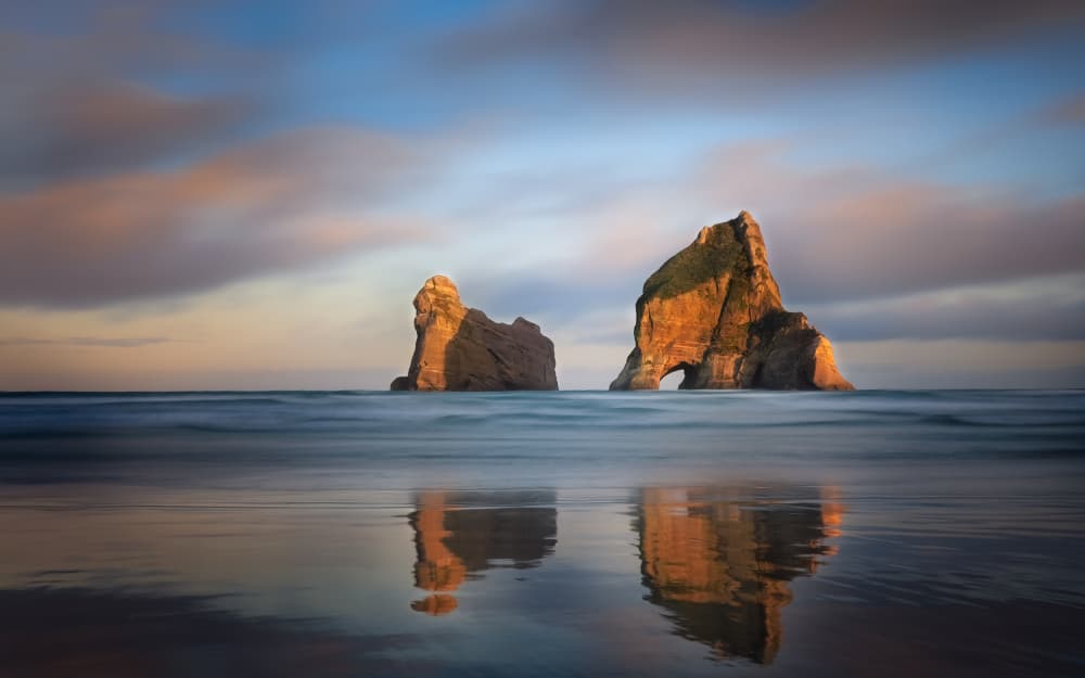 Golden Hour Sea Stacks by YANGYING — canvas wall art