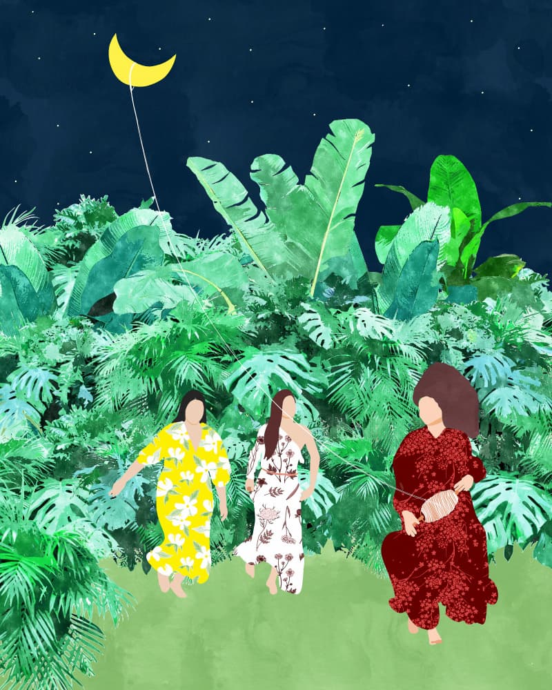 Tropical Night Women by Uma Gokhale — canvas wall art