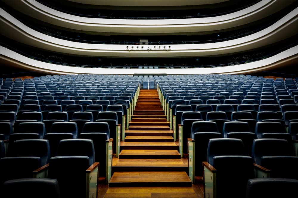 Empty Blue Auditorium by Linda Wride — canvas wall art