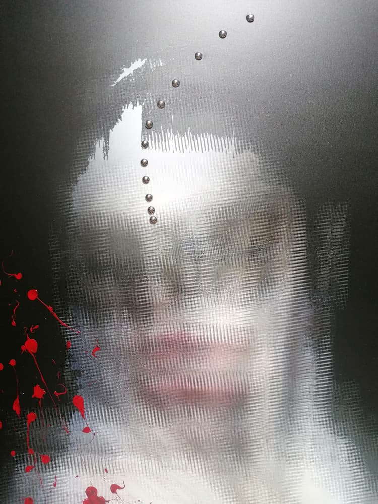 Abstract Face Red Drips by Stefano Mazzolini — canvas wall art
