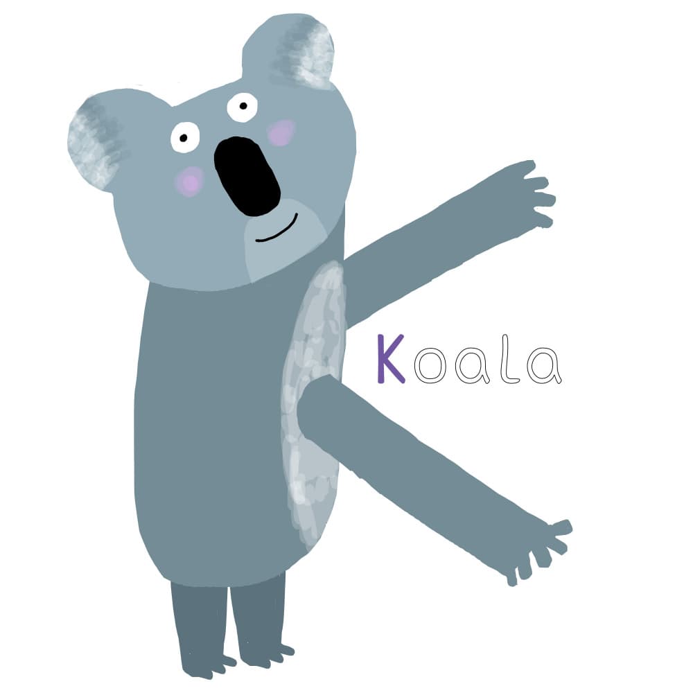 Friendly Koala Letter K by Carla Daly — canvas wall art