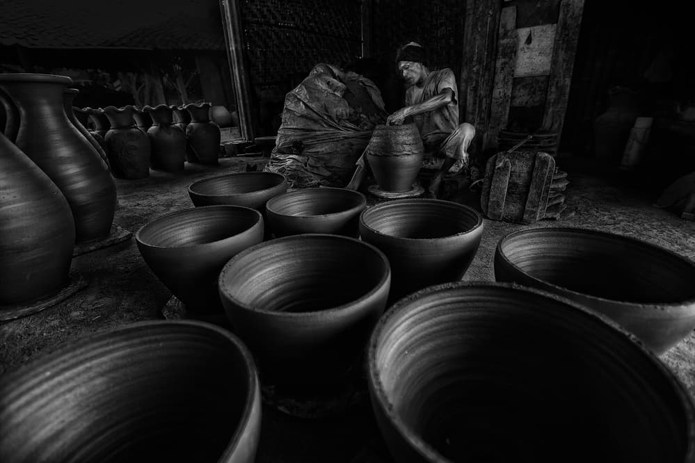 Potter at the Wheel by Hari Sulistiawan — canvas wall art