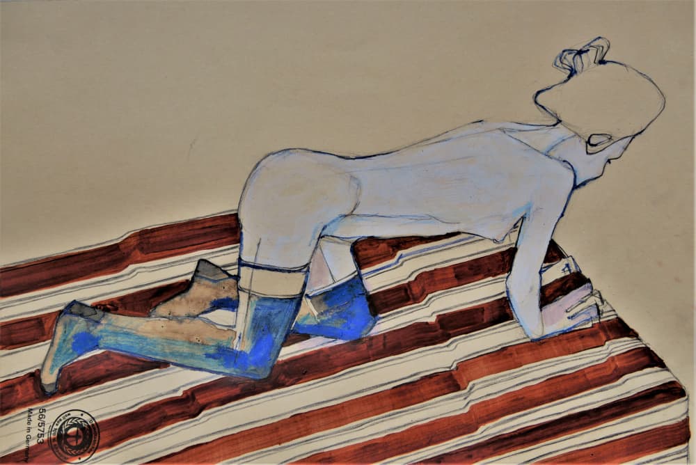 Sensual Kneeling Woman by Doris Schmitz — canvas wall art