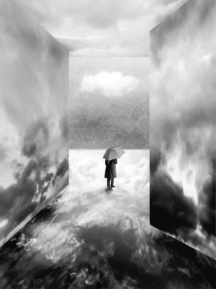 Umbrella In The Clouds by Gerard Valckx — canvas wall art