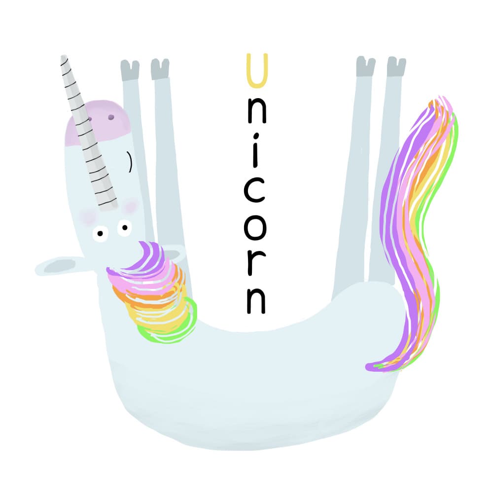 Whimsical Rainbow Unicorn by Carla Daly — canvas wall art