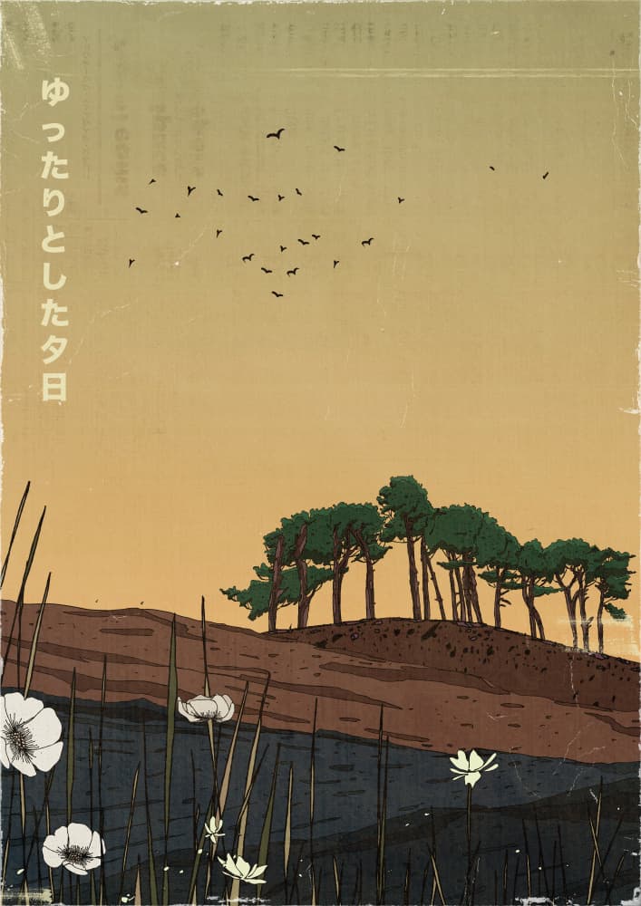 Tranquil Japanese Sunset by Nicholas — canvas wall art