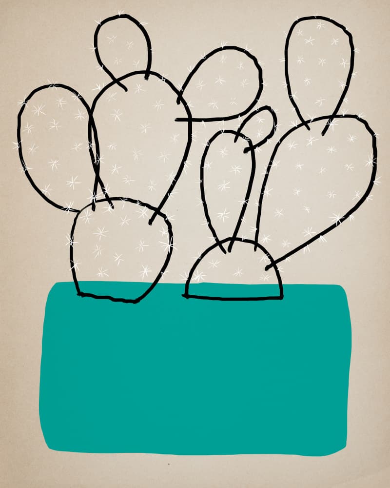 Teal Pot Cactus by Diana Jahns — canvas wall art