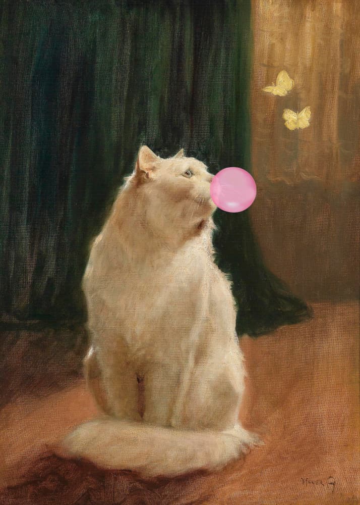 Whimsical Bubble Gum Cat by The Art Concept — canvas wall art