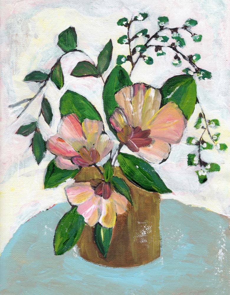 Soft Pink Floral Still Life by Nikita Jariwala — canvas wall art
