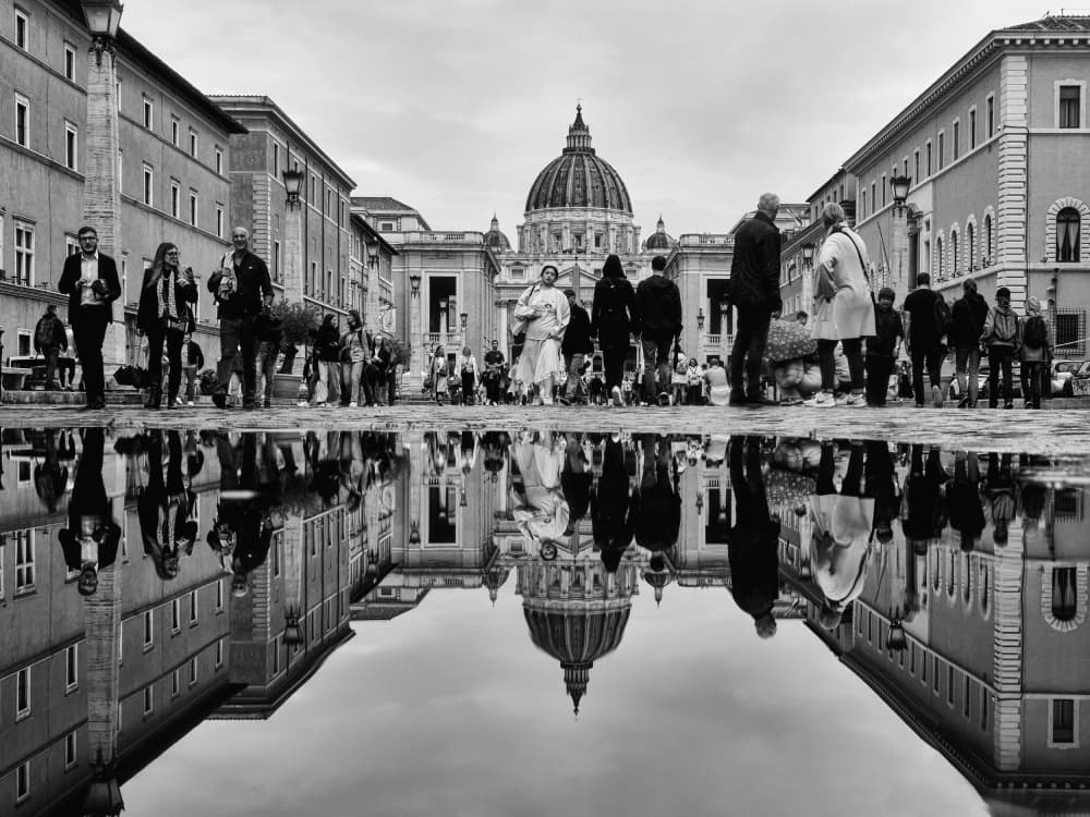 Historic Dome Reflection by Valentin Borsan — canvas wall art