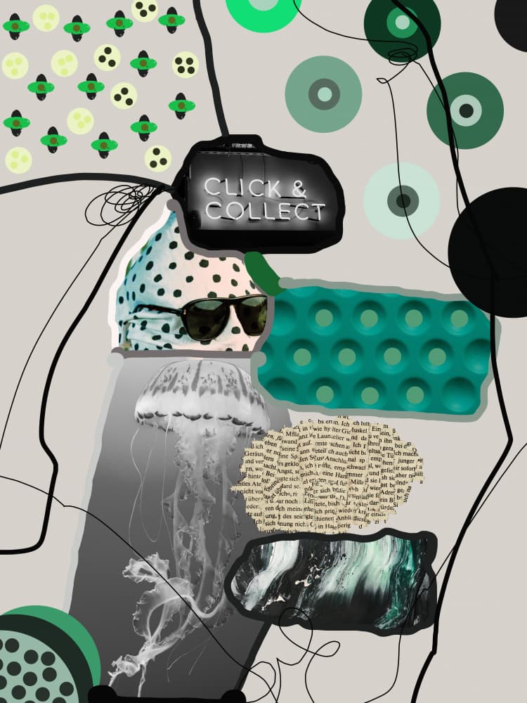 Surreal Jellyfish Collage by Pelin Atilla — canvas wall art