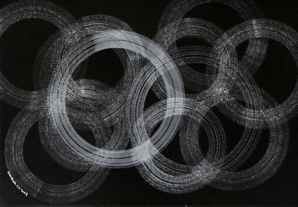 Dynamic White Rings by Santhosh ch — canvas wall art