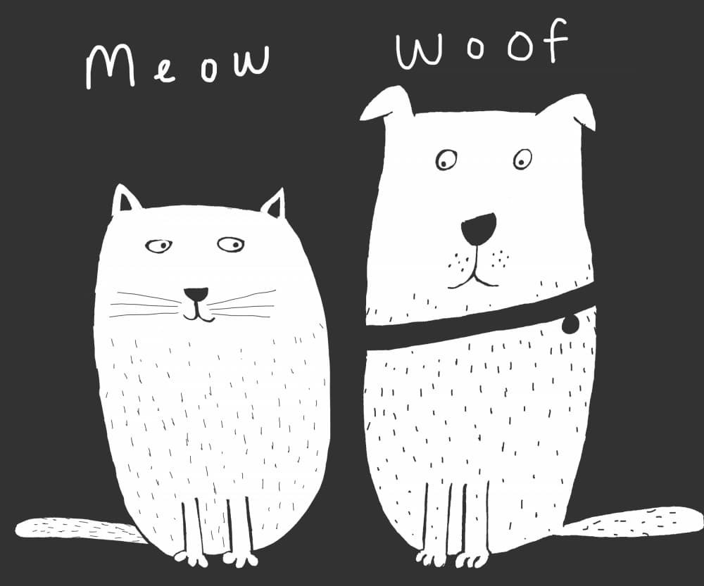 Cute Meow Woof Pets by Carla Daly — canvas wall art
