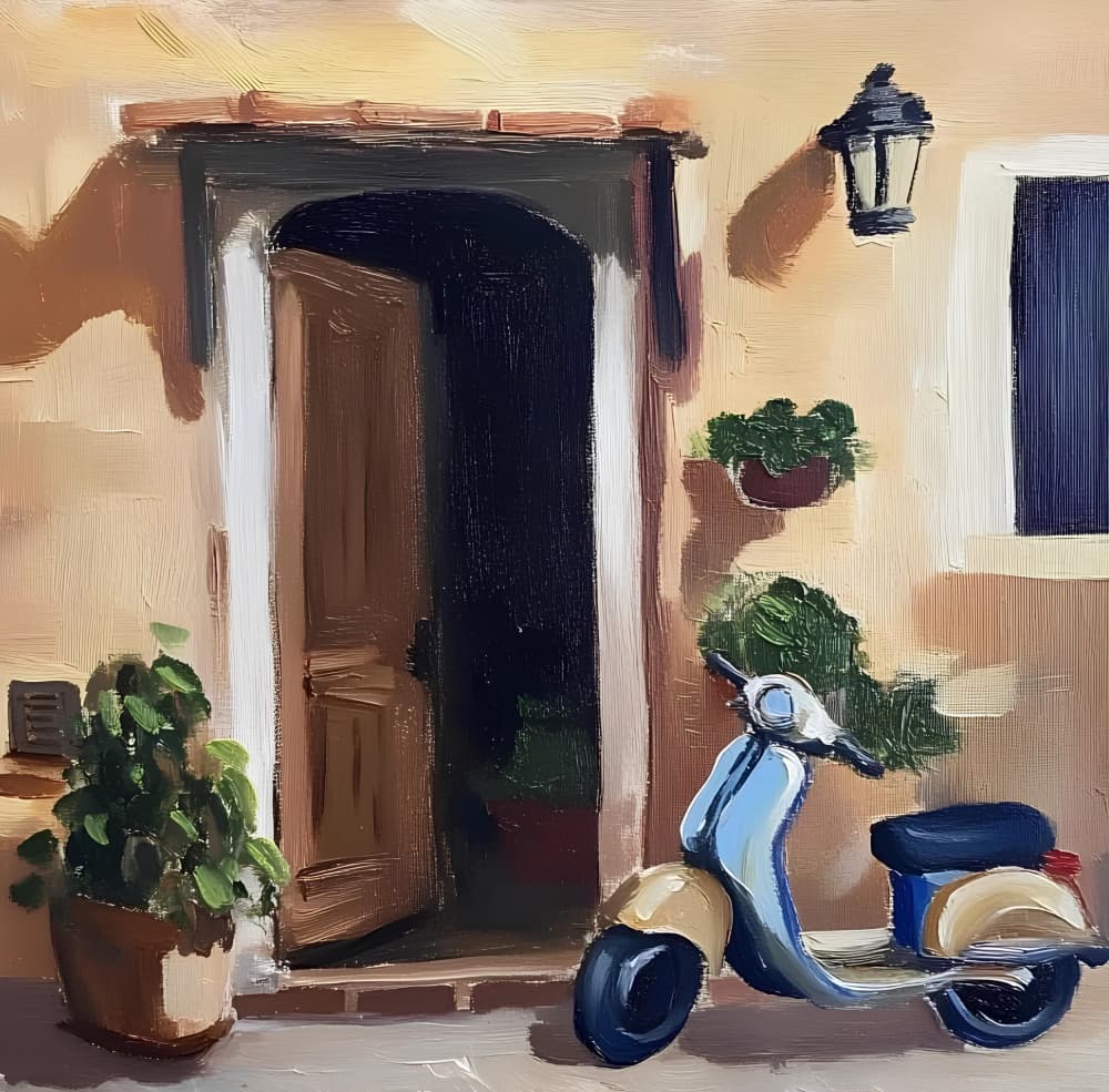 European Scooter Doorway by Avanesova Elena — canvas wall art