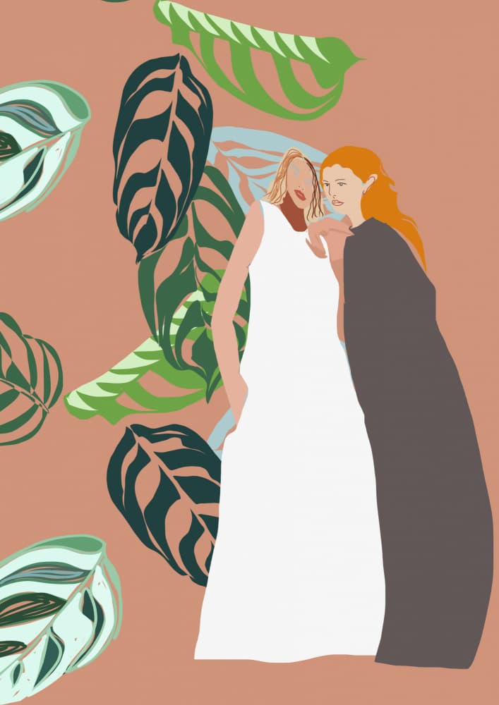 Botanical Friendship Portrait by casa cartissi — canvas wall art