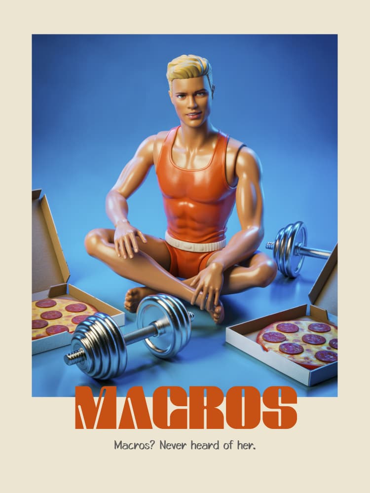 Muscular Doll Pizza Night by Andreas Magnusson — canvas wall art