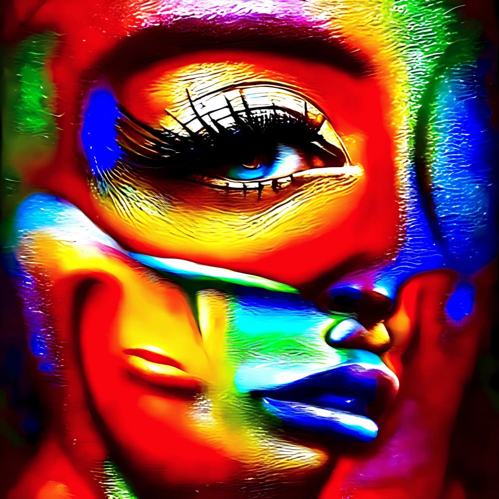 Vibrant Rainbow Portrait by mnemonixART — canvas wall art