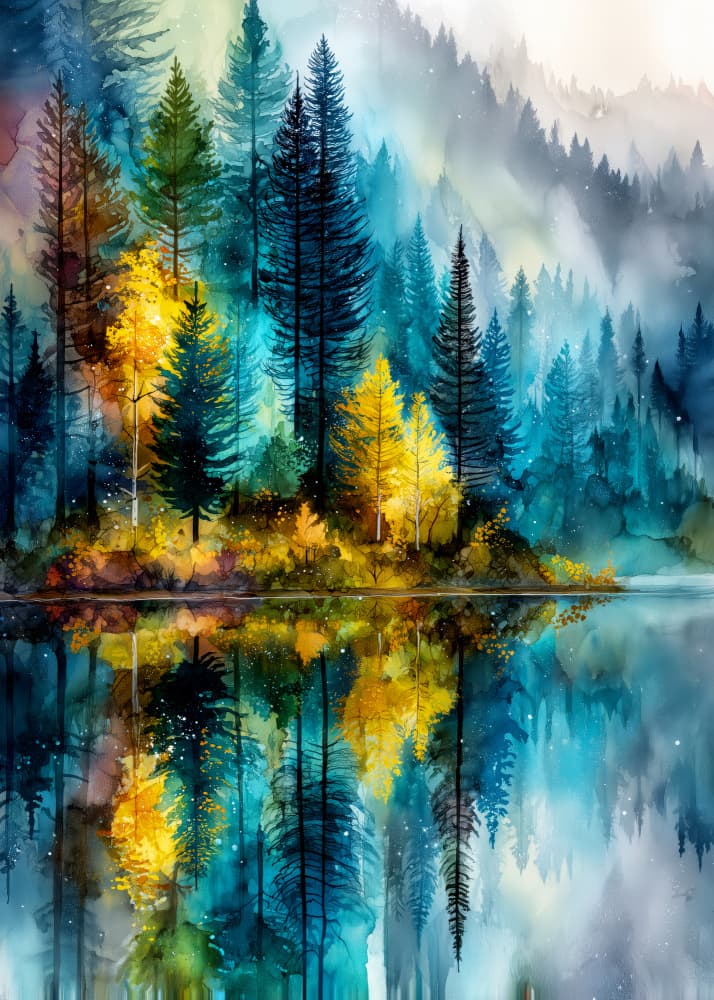 Colorful Forest Reflection by Justyna Jaszke — canvas wall art