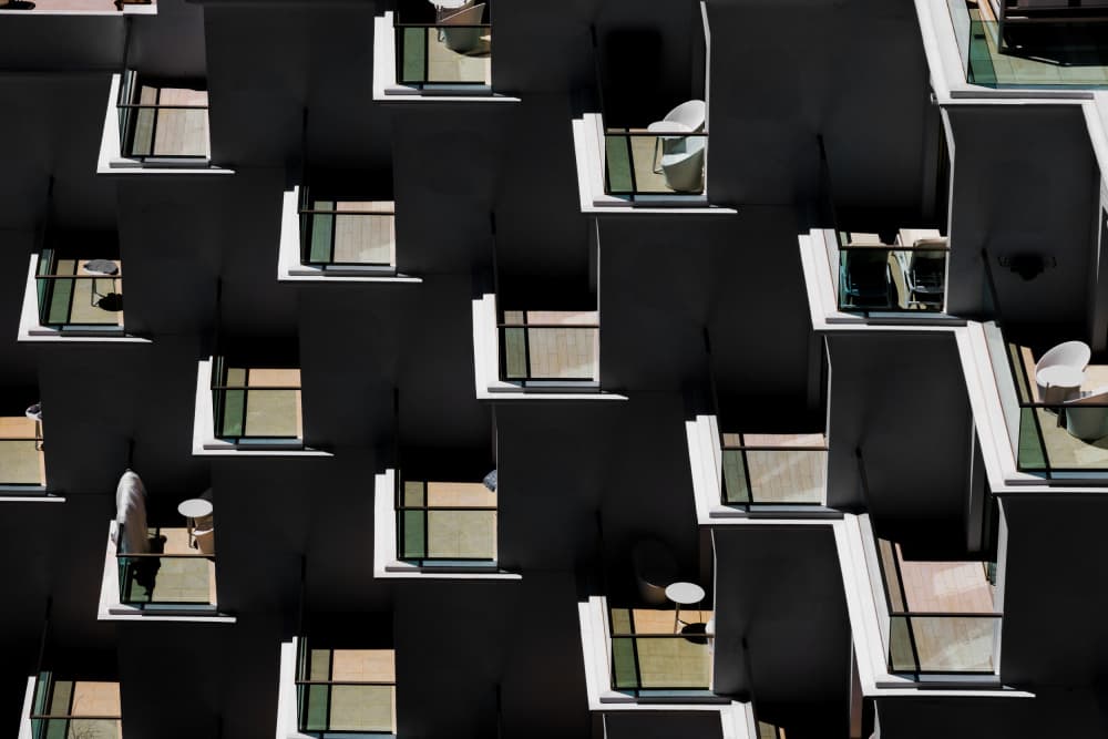 Geometric Balcony Shadows by Rolf Endermann — canvas wall art