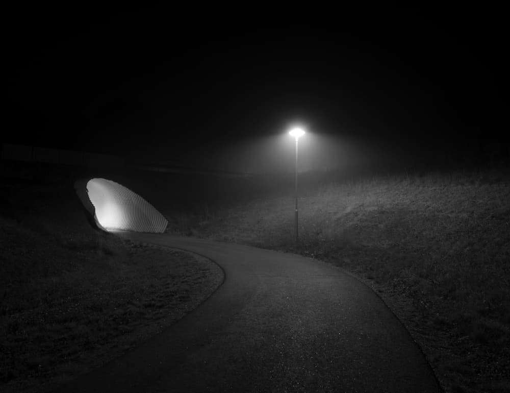 Foggy Night Tunnel Path by Christian Lindsten — canvas wall art